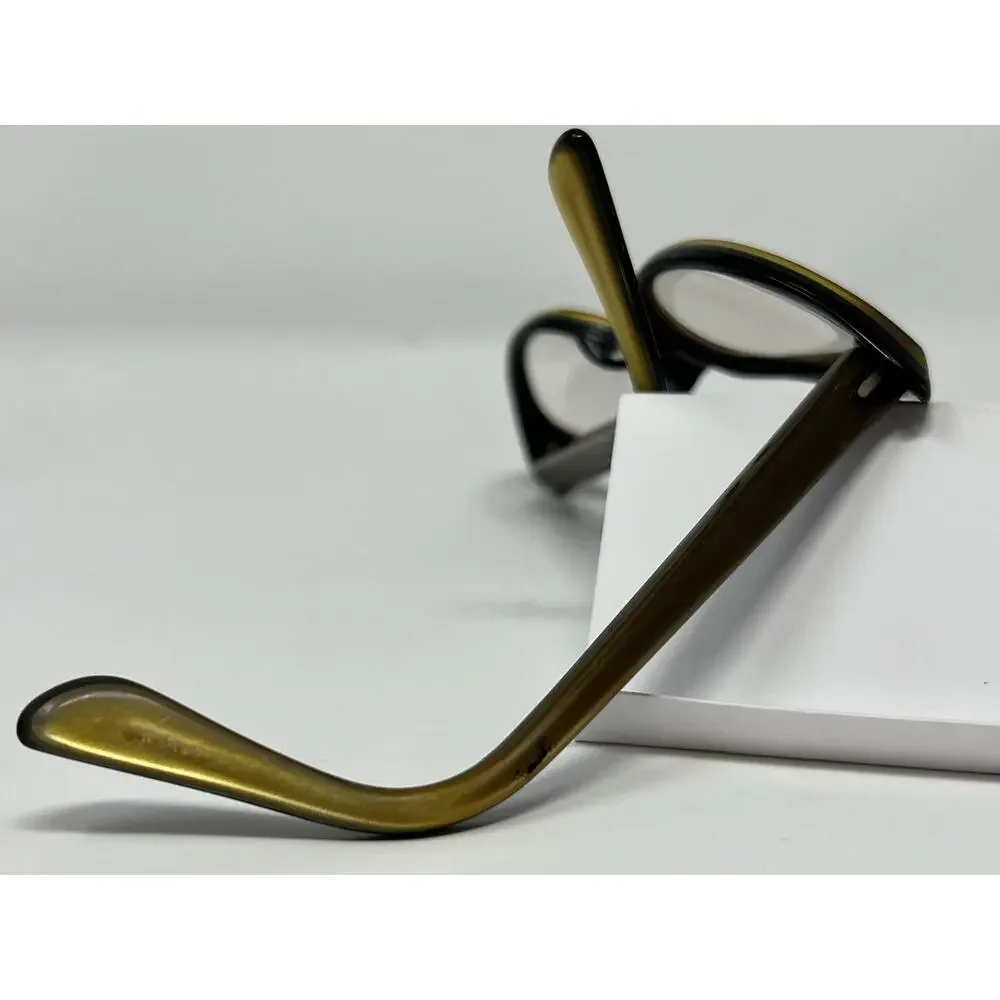 Vintage Prestige Ann Cat Eye Glasses Frame 46-19 Two Tone Bronze Black 50s 60s